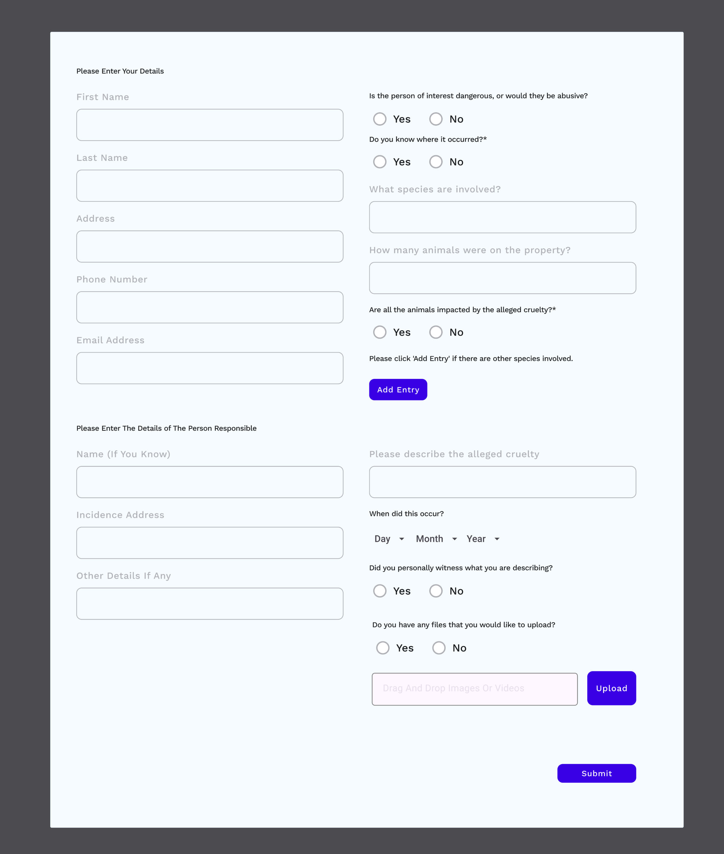 RSPCA User Flow & Sketches